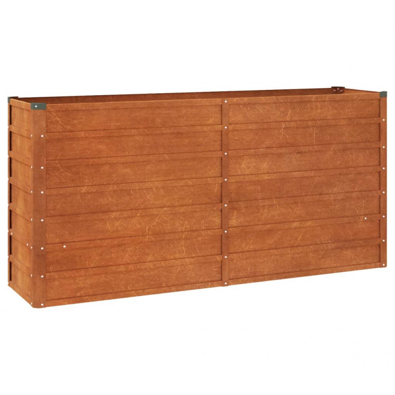 Podwyższona donica, rdzawa, 160x40x77 cm, stal kortenowska