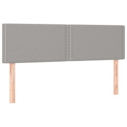Zagłówek do łóżka z LED, jasnoszary, 144x5x78/88 cm, tkanina
