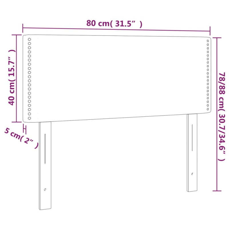 Zagłówek do łóżka z LED, ciemnoszary, 80x5x78/88 cm, tkanina