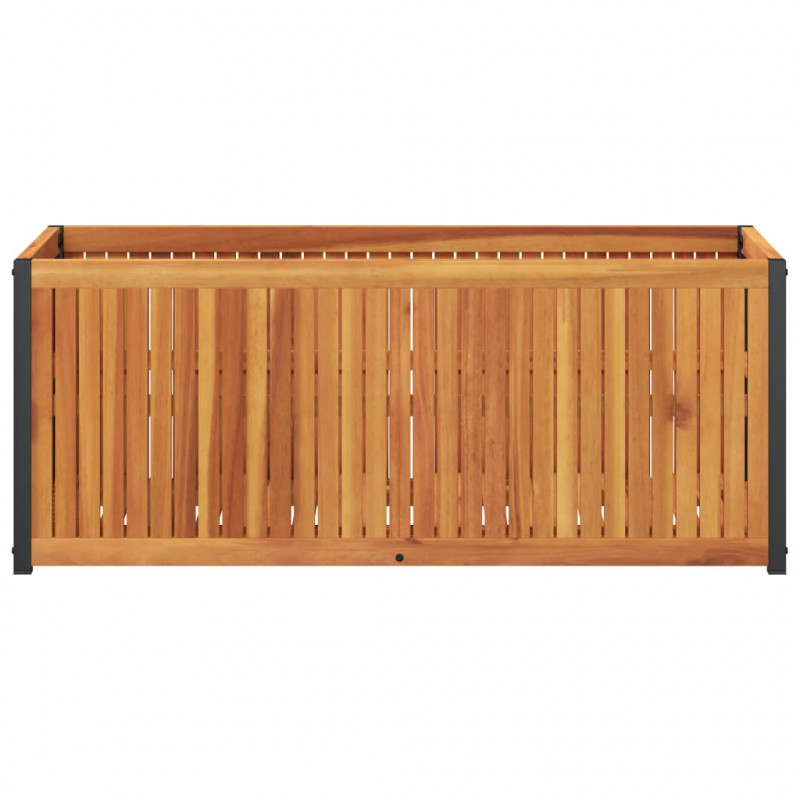Donica ogrodowa, 110x45x44 cm, lite drewno akacjowe i stal