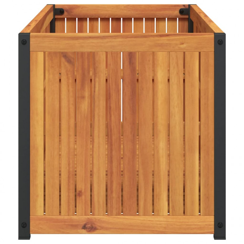 Donica ogrodowa, 110x45x44 cm, lite drewno akacjowe i stal
