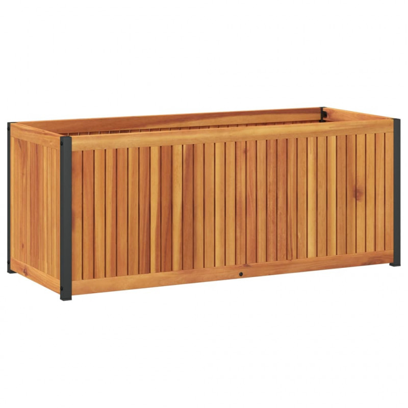 Donica ogrodowa, 110x45x44 cm, lite drewno akacjowe i stal