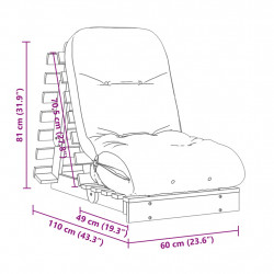 Sofa rozkładana futon, z materacem, 60x206x11 cm, daglezjowa