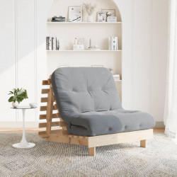 Sofa rozkładana typu futon, z materacem, 80x206x11 cm, sosnowa