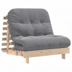 Sofa rozkładana typu futon, z materacem, 80x206x11 cm, sosnowa