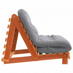 Sofa rozkładana futon, z materacem, woskowy brąz, 100x206x11 cm