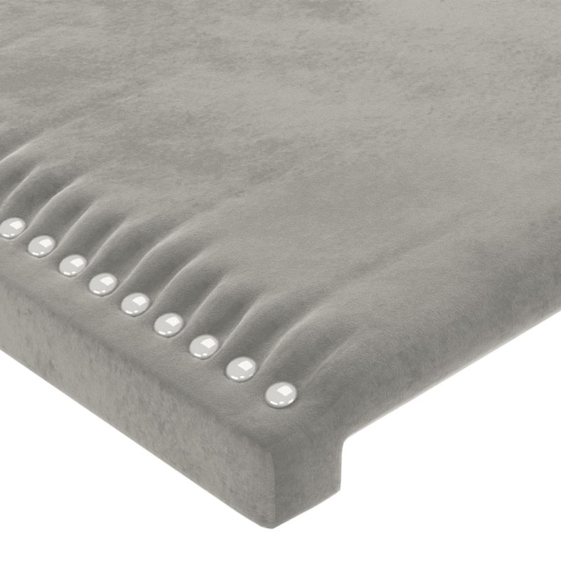 Zagłówek do łóżka z LED, jasnoszary, 100x5x78/88 cm, aksamit
