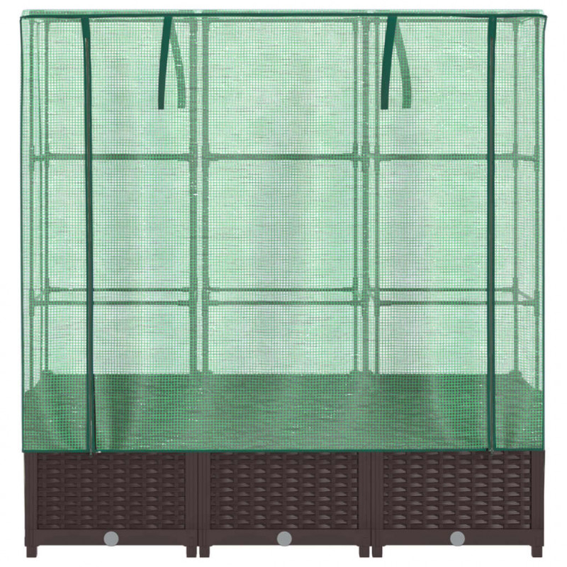 Podwyższona donica ze szklarnią, wygląd rattanu, 120x40x138 cm