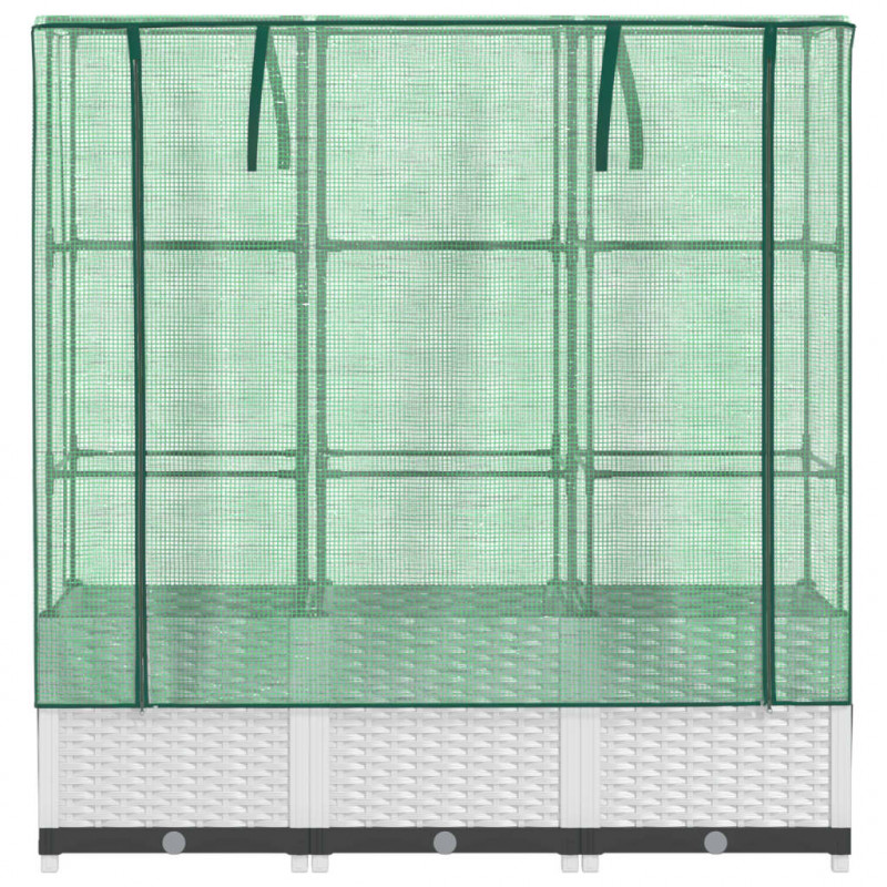 Podwyższona donica ze szklarnią, wygląd rattanu, 120x40x138 cm