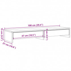 Podstawka pod monitor, z szufladami, stare drewno, 100x27x15 cm