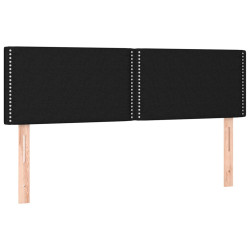 Zagłówek do łóżka z LED, czarny, 144x5x78/88 cm, tkanina