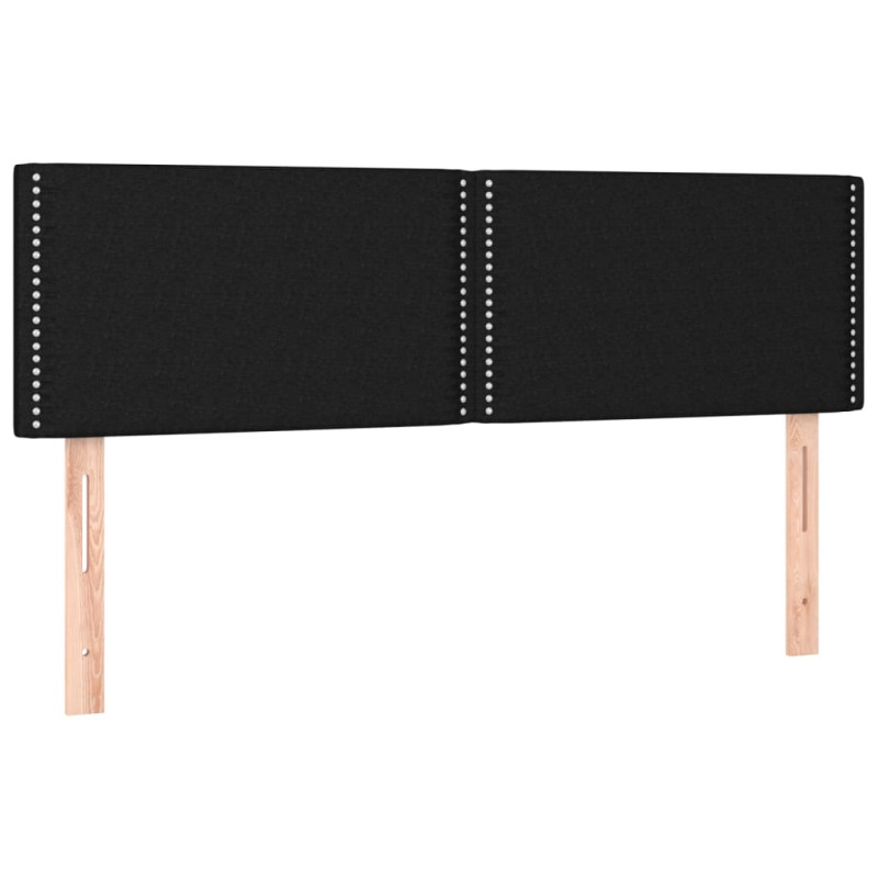 Zagłówek do łóżka z LED, czarny, 144x5x78/88 cm, tkanina