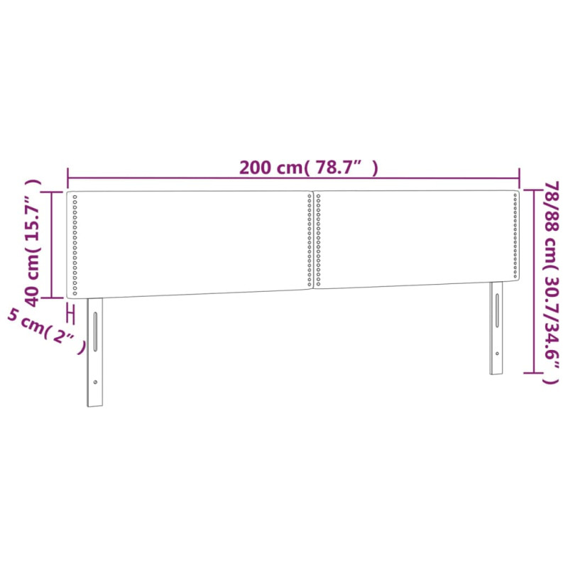 Zagłówek do łóżka z LED, niebieski, 200x5x78/88 cm, tkanina