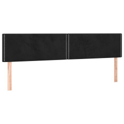 Zagłówek do łóżka z LED, czarny, 160x5x78/88 cm, aksamit