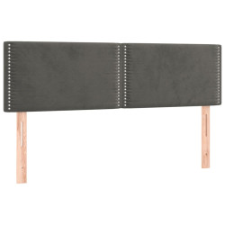 Zagłówek do łóżka z LED, ciemnoszary, 144x5x78/88 cm, aksamit