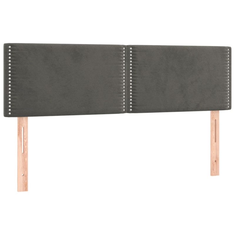 Zagłówek do łóżka z LED, ciemnoszary, 144x5x78/88 cm, aksamit