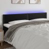 Zagłówek do łóżka z LED, czarny, 200x5x78/88 cm, sztuczna skóra