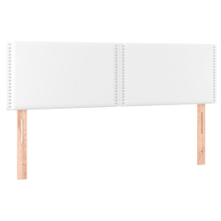 Zagłówek do łóżka z LED, biały, 144x5x78/88 cm, sztuczna skóra