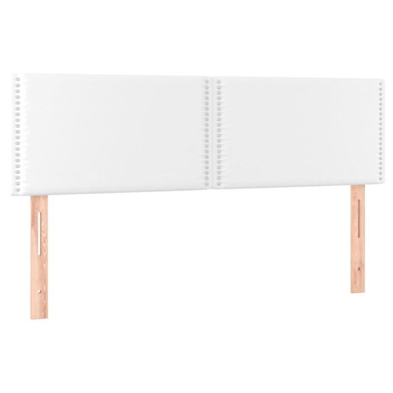 Zagłówek do łóżka z LED, biały, 144x5x78/88 cm, sztuczna skóra