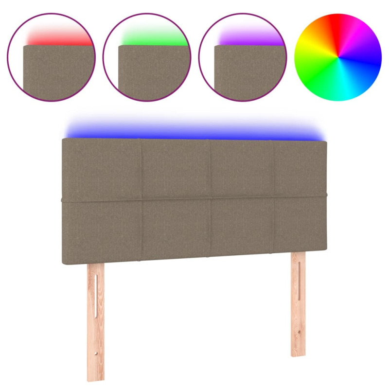 Zagłówek do łóżka z LED, taupe, 100x5x78/88 cm, tkanina