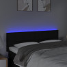 Zagłówek do łóżka z LED, czarny, 144x5x78/88 cm, tkanina