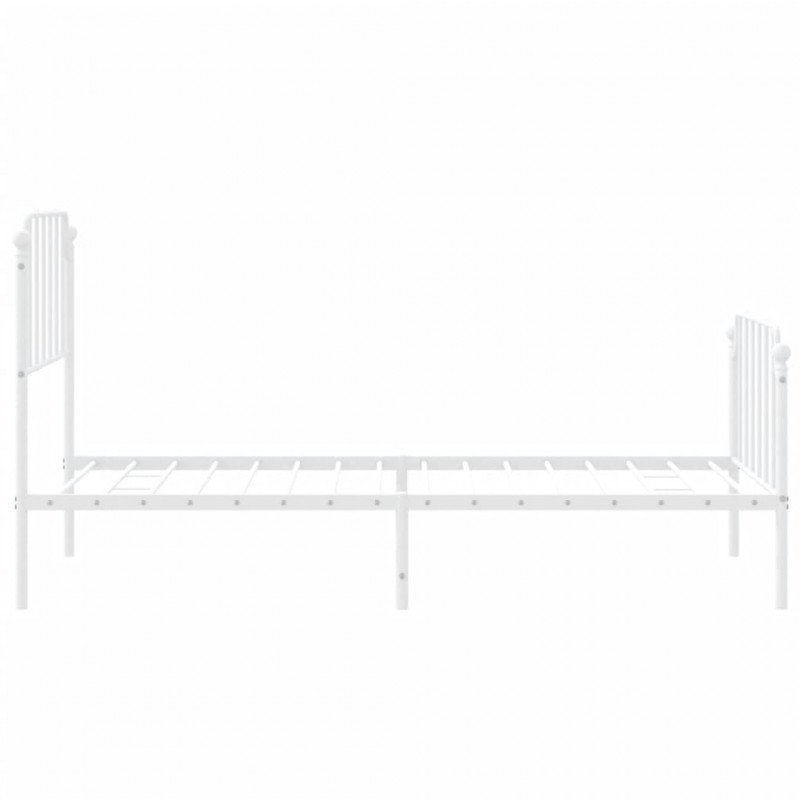 Metalowa rama łóżka z wezgłowiem i zanóżkiem, biała, 90x200 cm
