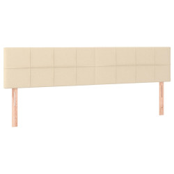 Zagłówek do łóżka z LED, kremowy, 180x5x78/88 cm, tkanina
