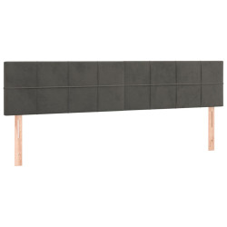 Zagłówek do łóżka z LED, ciemnoszary, 180x5x78/88 cm, aksamit