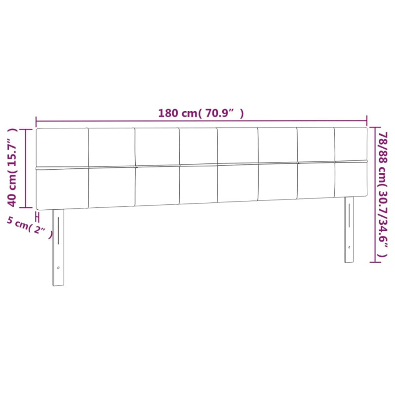 Zagłówek do łóżka z LED, ciemnoszary, 180x5x78/88 cm, aksamit