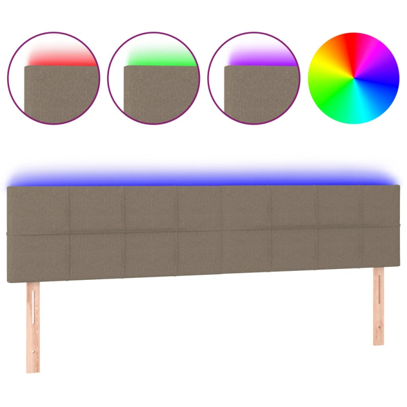 Zagłówek do łóżka z LED, taupe, 200x5x78/88 cm, tkanina