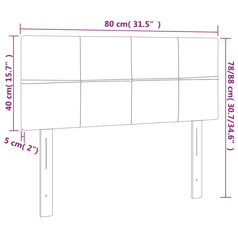 Zagłówek do łóżka z LED, ciemnoniebieski 80x5x78/88 cm, aksamit