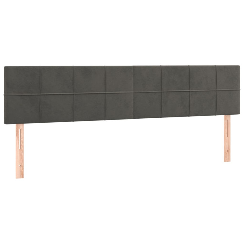 Zagłówek do łóżka z LED, ciemnoszary, 160x5x78/88 cm, aksamit