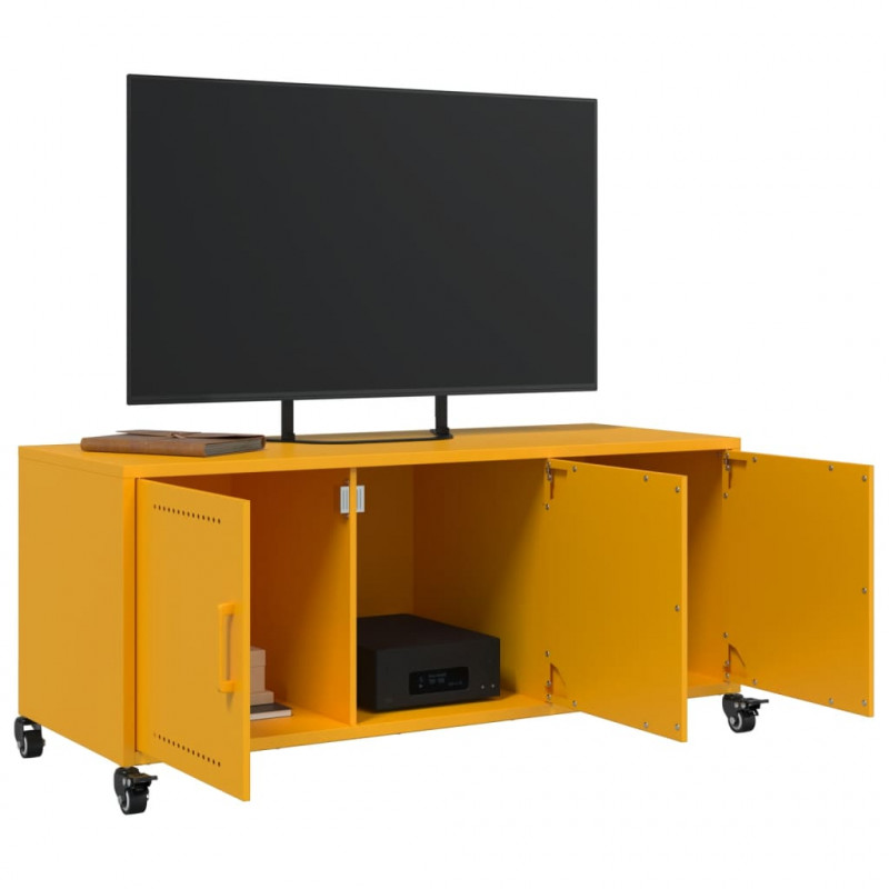 Szafka RTV, musztardowa, 100,5x39x43,5 cm, stal