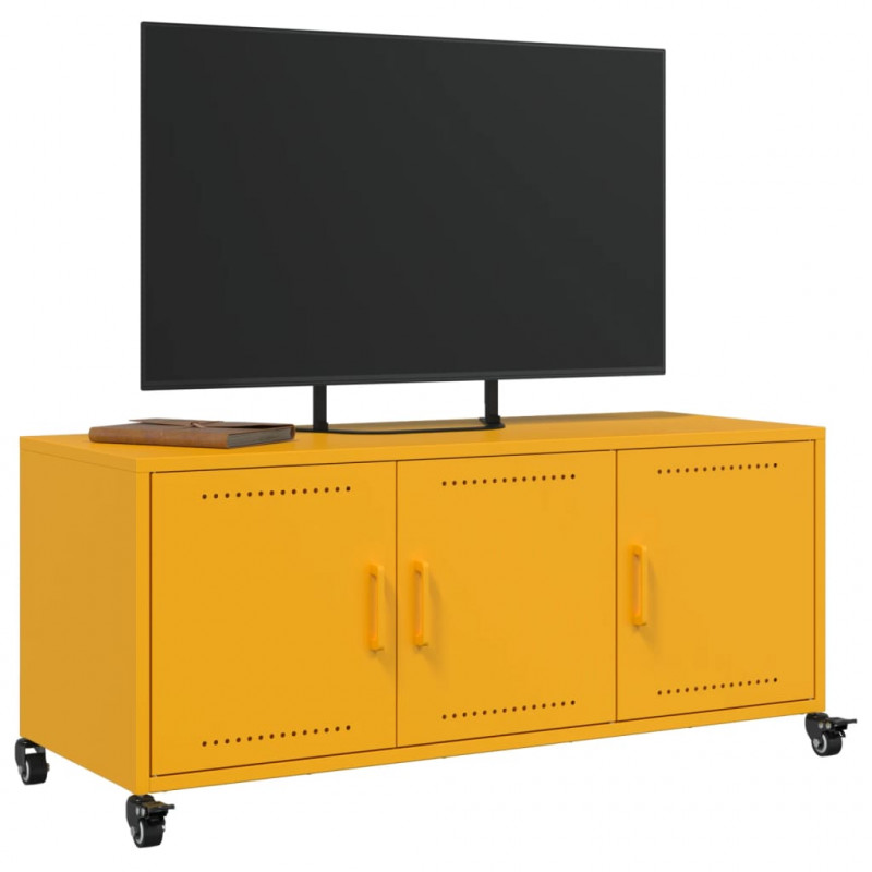 Szafka RTV, musztardowa, 100,5x39x43,5 cm, stal