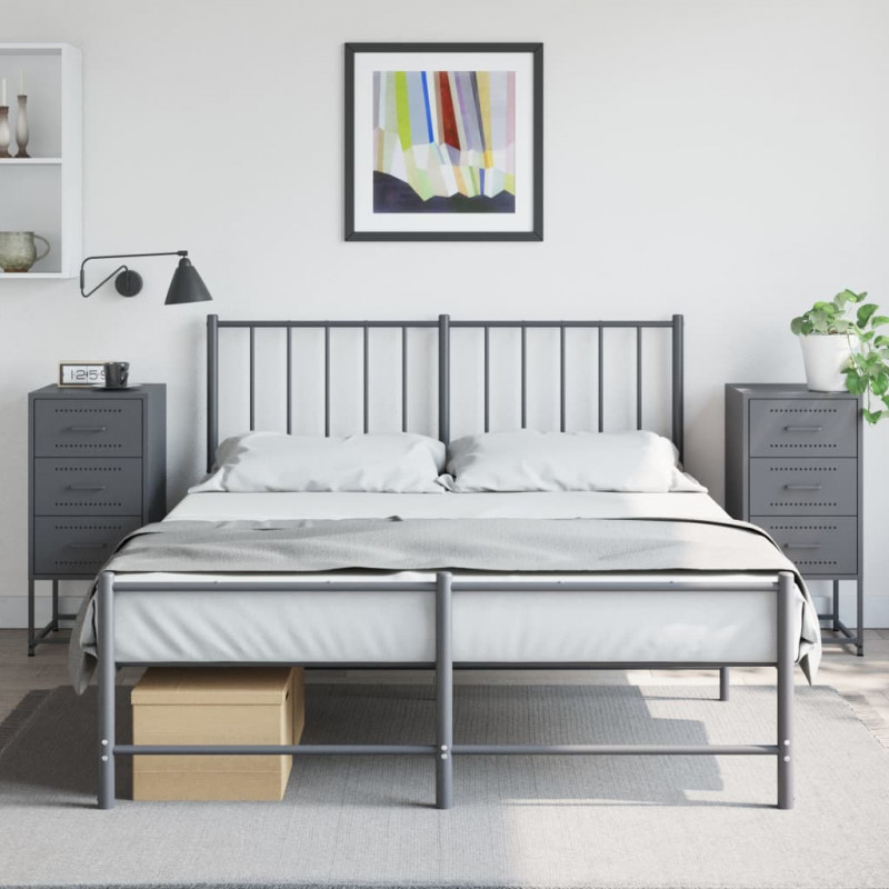 Szafki nocne, 2 szt., antracytowe, 36x39x78 cm, stal
