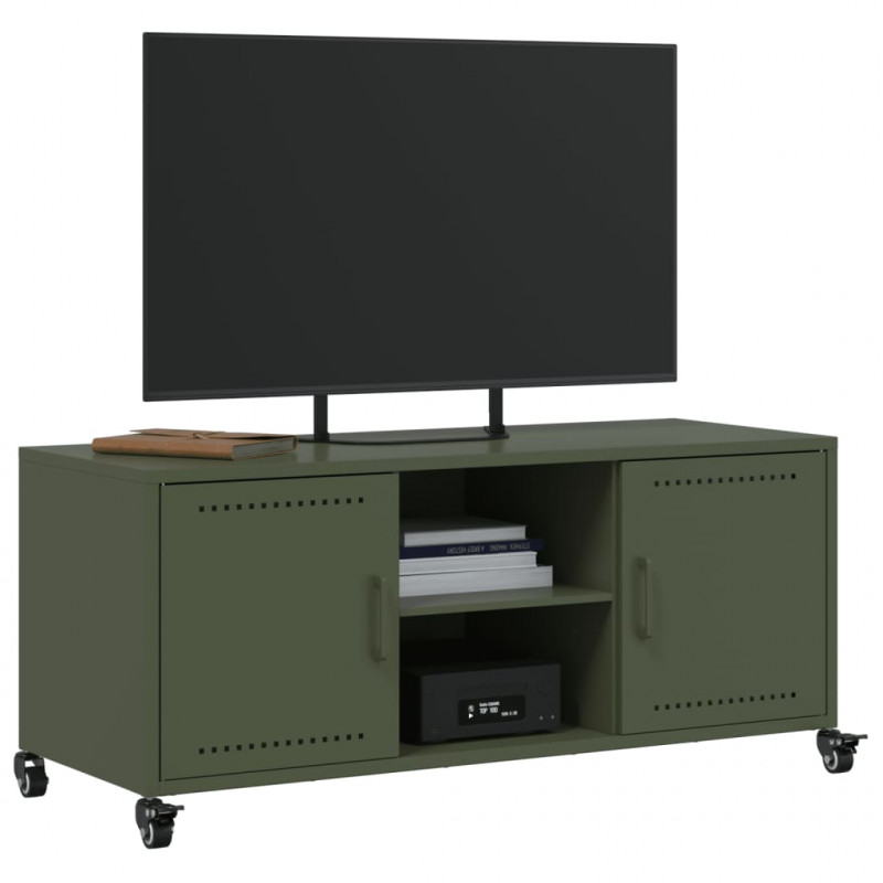 Szafka RTV, oliwkowa, 100,5x39x43,5 cm, stal