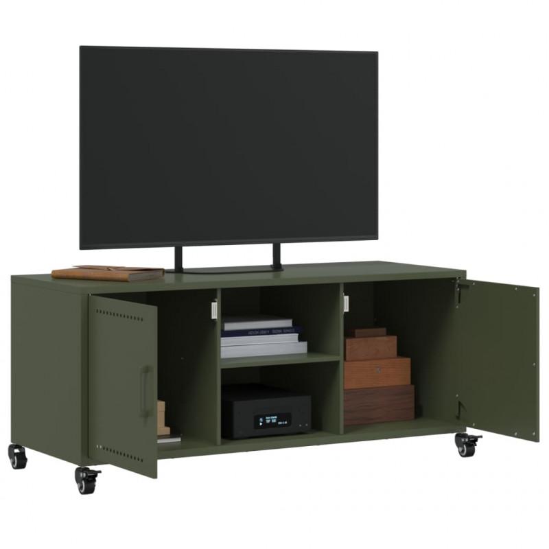 Szafka RTV, oliwkowa, 100,5x39x43,5 cm, stal
