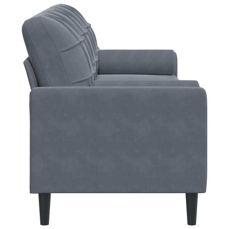 3-osobowa sofa z poduszkami, ciemnoszara, 210 cm, aksamit
