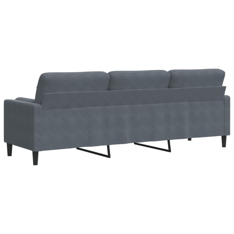 3-osobowa sofa z poduszkami, ciemnoszara, 210 cm, aksamit