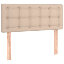 Zagłówek do łóżka z LED, cappuccino, 100x5x78/88 cm, ekoskóra