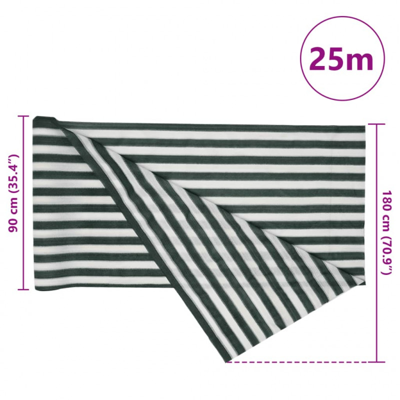 Siatka cieniująca, zielono-biała, 1,8x25 m, HDPE, 195 g/m²