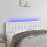 Zagłówek do łóżka z LED, biały, 144x5x78/88 cm, sztuczna skóra