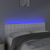 Zagłówek do łóżka z LED, biały, 144x5x78/88 cm, sztuczna skóra