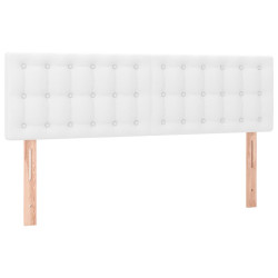 Zagłówek do łóżka z LED, biały, 144x5x78/88 cm, sztuczna skóra