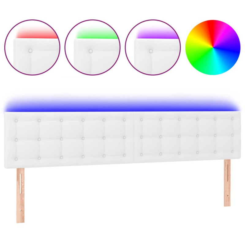 Zagłówek do łóżka z LED, biały, 180x5x78/88 cm, sztuczna skóra