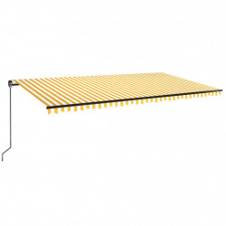 Ręcznie zwijana markiza z LED, 600x350 cm, żółto-biała