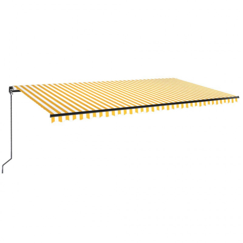 Ręcznie zwijana markiza z LED, 600x350 cm, żółto-biała