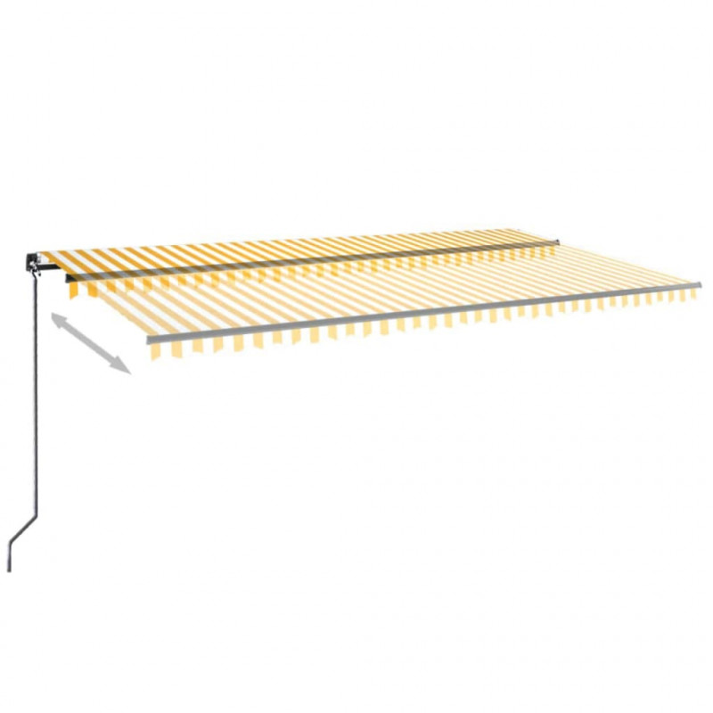 Ręcznie zwijana markiza z LED, 600x350 cm, żółto-biała