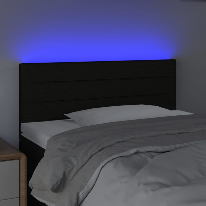 Zagłówek do łóżka z LED, czarny, 90x5x78/88 cm, tkanina