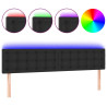 Zagłówek do łóżka z LED, czarny, 200x5x78/88 cm, sztuczna skóra